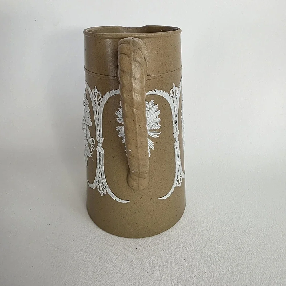 Antique England Dudson 19th Century Brown Jasperware‎ Pitcher # 996 Neoclassical